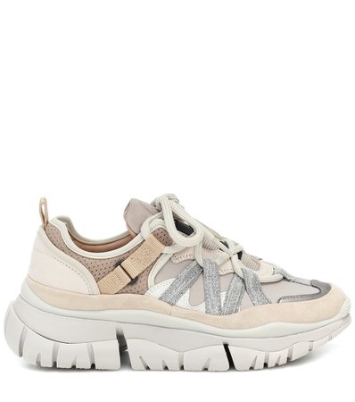Blake Leather-Trimmed Sneakers | Chloé - Mytheresa