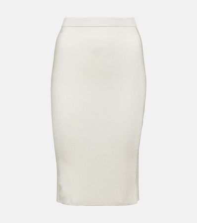 Jersey Pencil Skirt in Beige - Saint Laurent | Mytheresa
