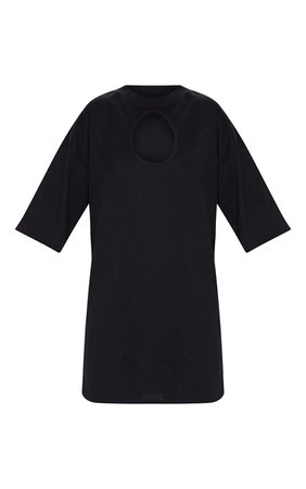 Black Keyhole Bust Detail T Shirt Dress | PrettyLittleThing USA