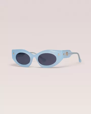 LEONIE - Bio-plastic oval sunglasses - Blue - Nanushka