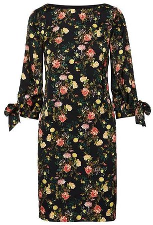 Floral Tie-Sleeve Shift Dress