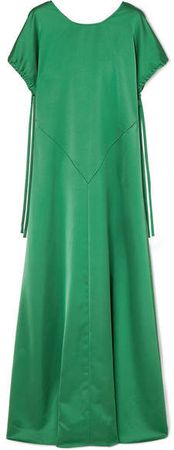 Open-back Satin Gown - Green