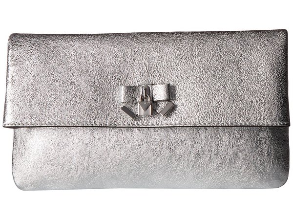 MICHAEL Michael Kors - Everly Medium Fold-Over Clutch (Silver) Clutch Handbags