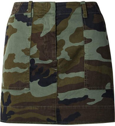 Camouflage-print Stretch-cotton Mini Skirt - Army green