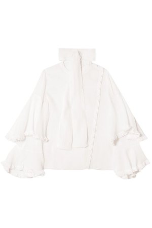 Pussy-bow cotton and silk-blend blouse | CHLOÉ |