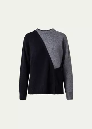 Akris punto Bicolor Wool Sweater - Bergdorf Goodman