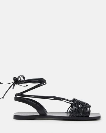 Donna Leather Rope Strappy Sandals Black | ALLSAINTS US