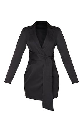 Black Wrap Detail Blazer Dress | Dresses | PrettyLittleThing USA
