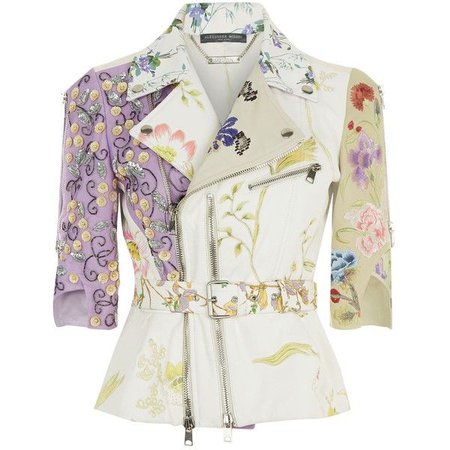Pinterest Alexander McQueen Floral Embroidered Cropped Leather Jacket