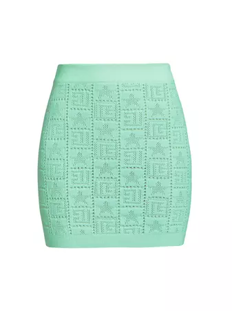 Shop Balmain Monogram Pointelle-Knit Miniskirt | Saks Fifth Avenue
