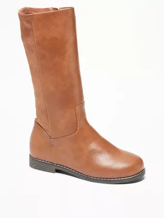 Tall Sueded-Stretch Faux-Leather Boots for Girls | Old Navy