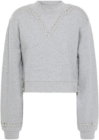 The Message Cropped Studded French Cotton-terry Sweatshirt