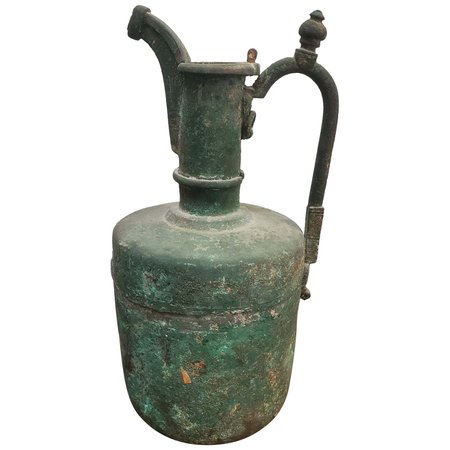 13th Century Bronze Persian Wine Ewer with Decorative Handle For Sale at 1stDibs