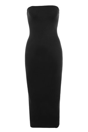 Clothing : Bodycon Dresses : 'Luciana' Black Strapless Seamless Knit Dress