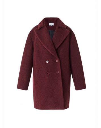 Oversize coat in boiled wool - burgundy - coats - carven