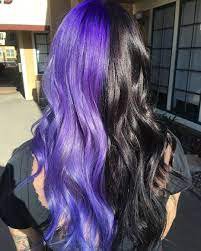 half purple half black hair - girls
