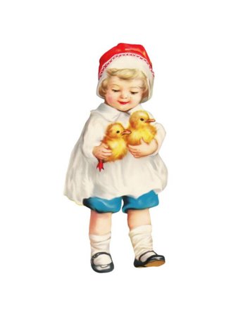 vintage retro ducks little girl Easter png