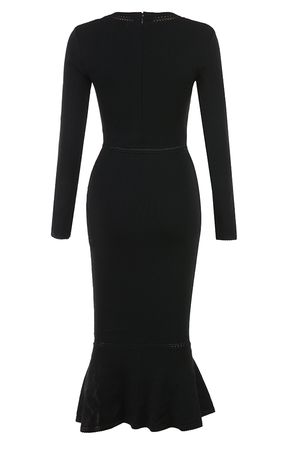 Clothing : Midi Dresses : 'Sasha' Black Dainty Knit Midi Dress