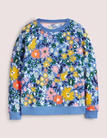 Printed Cotton Sweatshirt - Riviera Blue, Abstract Ditsy | Boden US