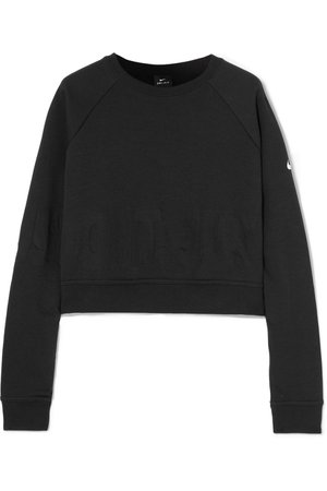 Black Pro Versa cropped embossed jersey sweatshirt | Nike | NET-A-PORTER