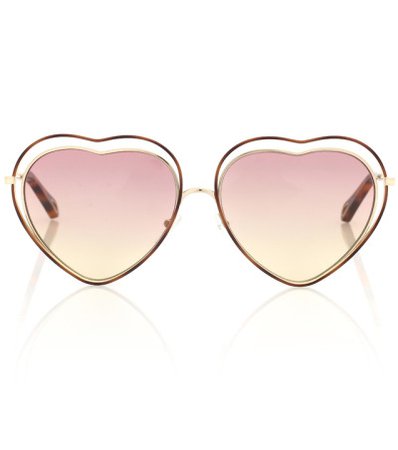 Chloé Women's Pink Poppy Heart-shaped Sunglasses
