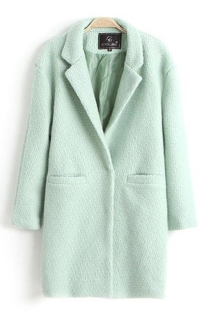 Light Green Lapel Front Pockets Stylish Coat #014683 @ Women's Coats,Trench Coats,Pea Coat,Fur Coats,Shearling Coats,Down Coats,Leather Coats,Cheap Coats,Womens Winter Coats,Long Coat,Wool Coat,Leopard Print Coat