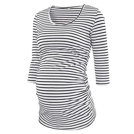 Maternity Tops for Women,Zerototens Mom Pregnant 3/4 Sleeve Striped Shirt Tunic Tops Pregnancy T Shirts Side Ruched Crewneck Pregnancy Clothes Pregnancy Nightwear: Amazon.co.uk: Amazon.co.uk: