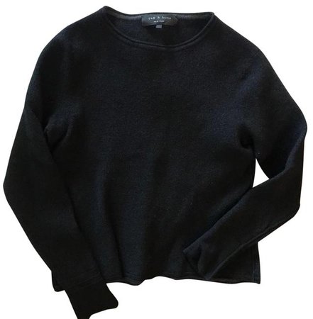 Rag & Bone Black Merino Wool Scoop Crew Neck Sweater Leggings Size 10 (M, 31) - Tradesy