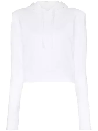 A Plan White Cropped Fitted Cotton Hoodie - Farfetch