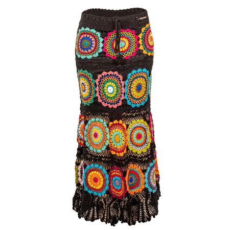Fun Circles Crochet Long Skirt - Black | Tricult | Wolf & Badger