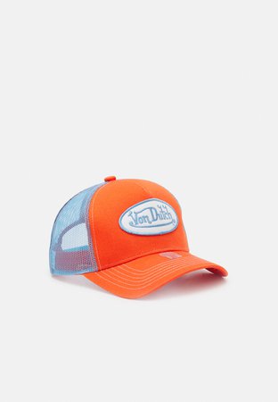 orange and blue von dutch hat