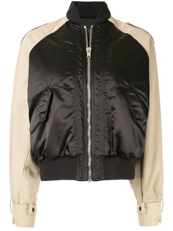 Msgm Two-Toned Cropped Bomber Jacket Aw19 | Farfetch.com