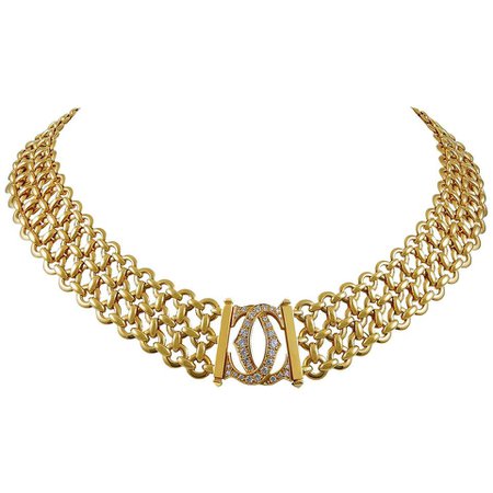 Cartier, Diamond Gold Double C Motif "Penelope" Link Necklace