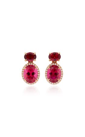 18k Rose Gold Rubellite And Diamond Drop Earrings By Katherine Jetter | Moda Operandi
