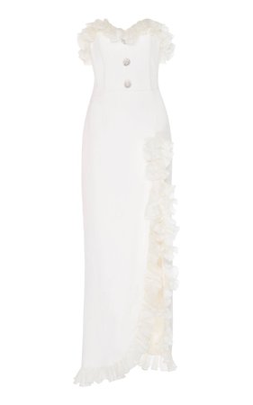Ruffle-Trimmed Button-Embellished Cady Gown by Alessandra Rich | Moda Operandi