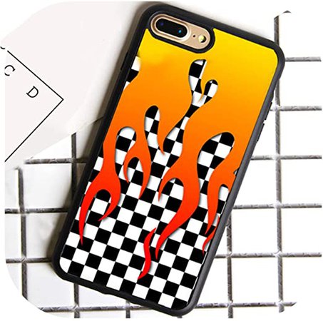 Checkered Checkerboard Flame Phone Case