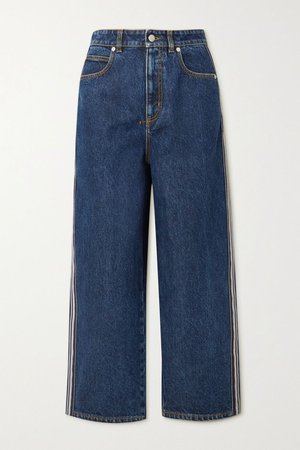 Blue Striped high-rise wide-leg jeans | Alexander McQueen | NET-A-PORTER