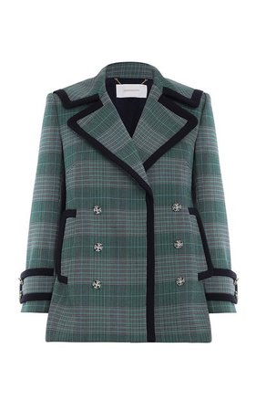 Celestial Check Pea Coat By Zimmermann