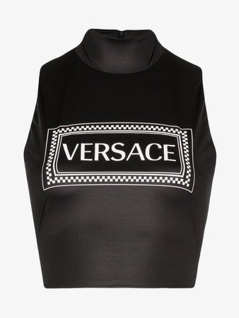Versace Logo Print Crop Top