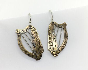 small gold harp earrings - Google Search