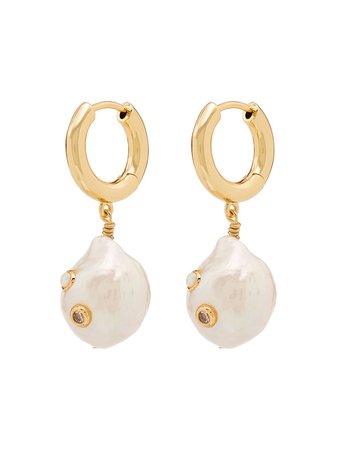 Anni Lu Gertrude Pearl Opal Hoop Earrings 1923018 Gold | Farfetch