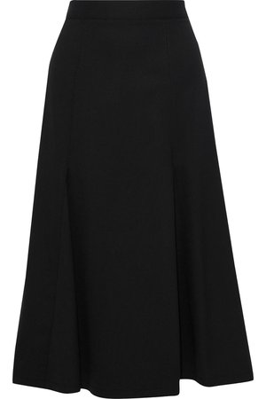 Carolina Herrera, Pleated Stretch-wool Midi Skirt Black