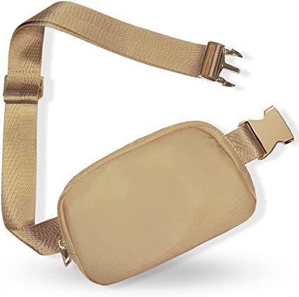 Boutique Belt Bag | Crossbody Bag Fanny Pack for Women Fashionable | Cute Mini Everywhere Bum Hip Waist Pack | Small Fashion Travel Chest Bag | Gold Accessories | Adjustable Small Strap | Chestnut