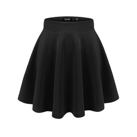 Doublju - Doublju Women's Basic Versatile Stretchy Flared Skater Skirt BLACK L - Walmart.com