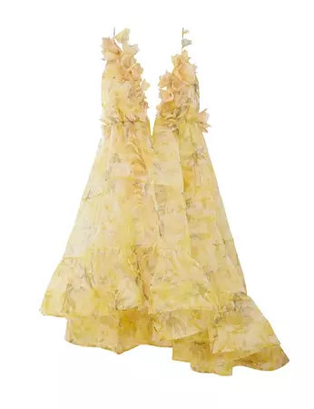 Harmony Asymmetrical Dress Yellow Peony Online | Zimmermann