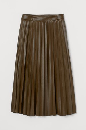 Faux Leather Skirt - Khaki green - Ladies | H&M US