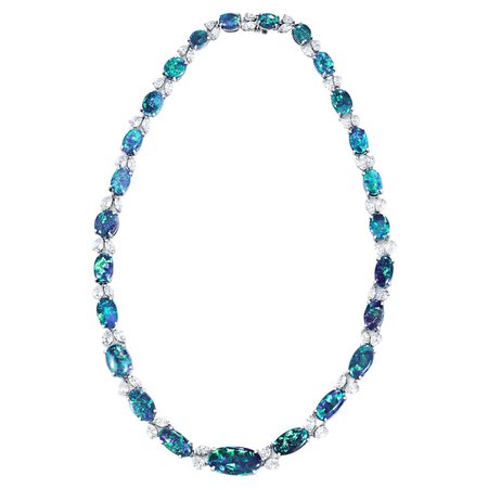 Black Opal Necklace by Oscar Heyman, 65.53 Carats