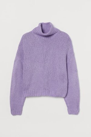 Chunky-knit Turtleneck Sweater - Light purple - Ladies | H&M US