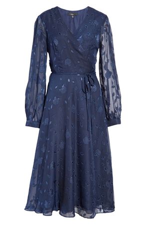 Lulus Evening of Elegance Floral Long Sleeve Midi Wrap Dress | Nordstrom