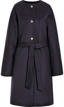 Navy Wool & Cashmere Belted Coat LM-085F